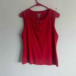 Ann Taylor Cherry Red Tank Top with Button Accents